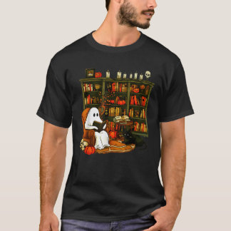 Vintage Ghost Reading Bok Älskare Bibliotek Hallow T Shirt