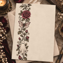 Vintage Ghost Rose Butterfly Gotisk