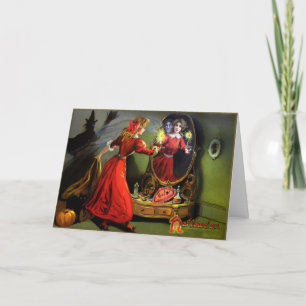 Vintage Ghost Spegel Halloween-kort Helgkort