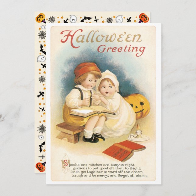 Vintage Ghost Stories Halloween Inbjudningar (Fram/baksida)