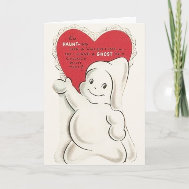 Vintage Ghost Valentines Dag-hälsningskort Helgkort (Framsida)