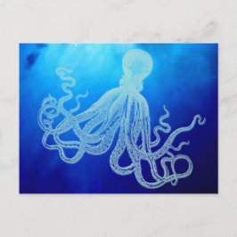 Vintage Giant Octopus i Deep Blue Ocean Vykort