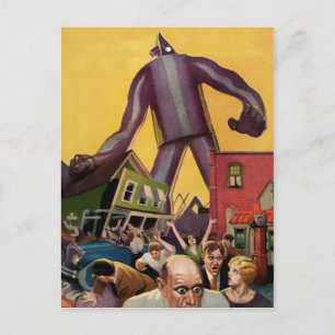 Vintage Giant Robot Attack-vykort Vykort
