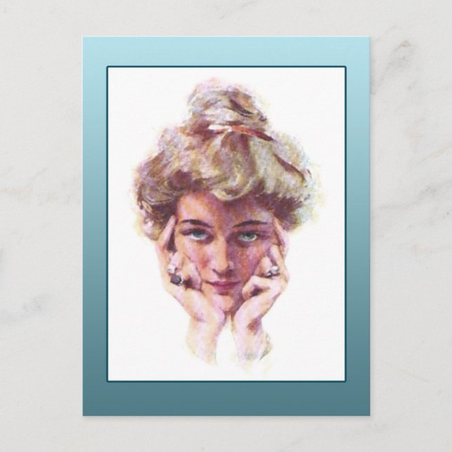 Vintage Gibson Girl Stil Illustration Cards Vykort (Framsida)