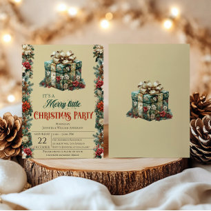 Vintage Gift Box Julfest-inbjudan Inbjudningar