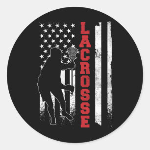 Vintage Gift Lacrosse American Flagga Lax - Uni-ad Runt Klistermärke