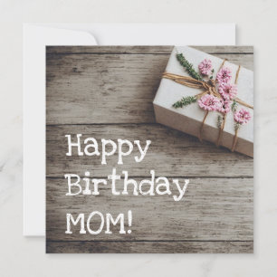 Vintage Gift Wooden Background Loving Birthday Kort