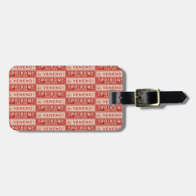 Vintage Giftiga Etiketter Bagagebricka (Horisontell Framsida)