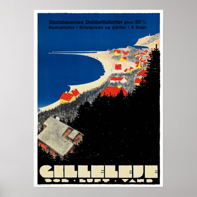Vintage Gilleleje Danmark Travel Poster (Framsidan)