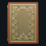 Vintage Gilt Blommigt Bok Cover iPad Pro Skydd<br><div class="desc">Den dekorativa gylten och lädertäcken bok ca 1900 med gyltviolett,  löv och blommor på läder av grönt. Bakgrunden färg kan redigeras. Fotografisk reproduktion - läder struktur simuleras.</div>