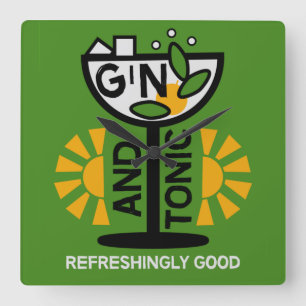 Vintage Gin och konst Fyrkantig Klocka