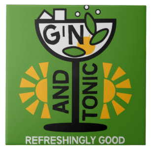 Vintage Gin och konst Kakelplatta