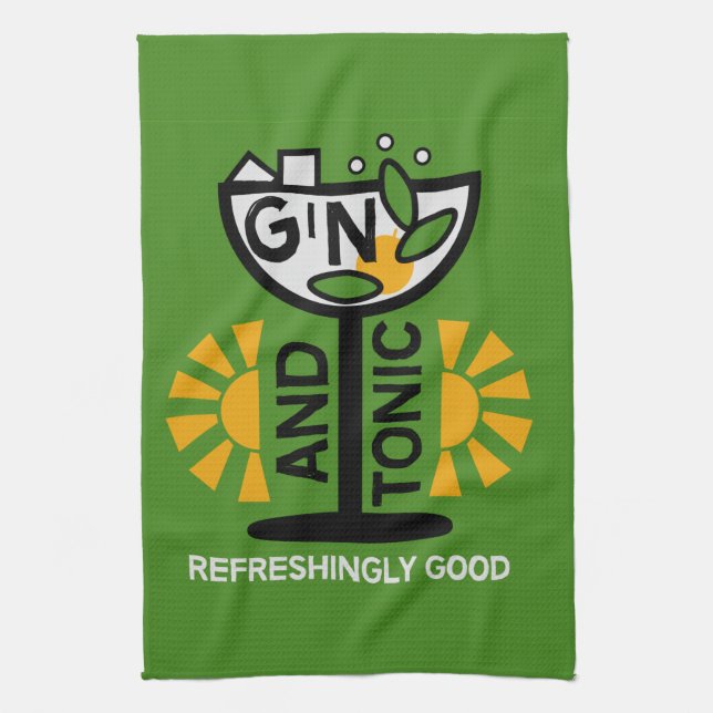 Vintage Gin och konst Kökshandduk (Vertikal)