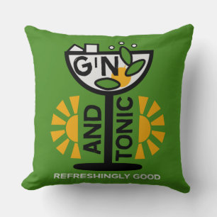Vintage Gin och konst Kudde