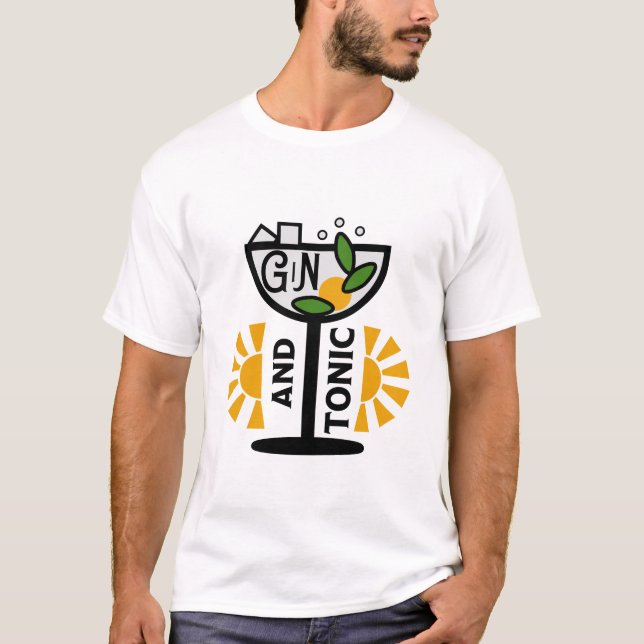 Vintage Gin och konst T Shirt (Framsida)