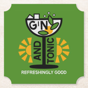 Vintage Gin och konst Underlägg Papper