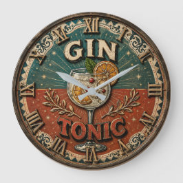 Vintage Gin & Tonic Cocktail Stor Klocka
