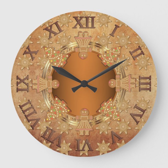 Vintage Gingerbröd jul Stor Klocka (Framsida)