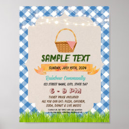 Vintage Gingham picnic nöjesflygare Poster