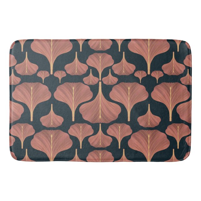 Vintage Gingko Blue Blommigt Badrumsmatta (Framsidan)