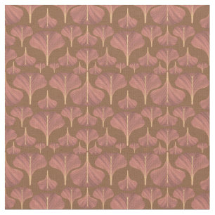 Vintage Gingko Brown Blommönster Tyg