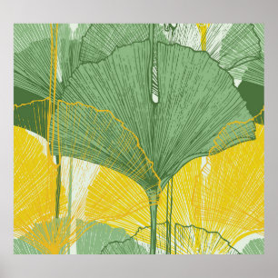 Vintage Ginkgo Biloba: Tropical Lövs Poster