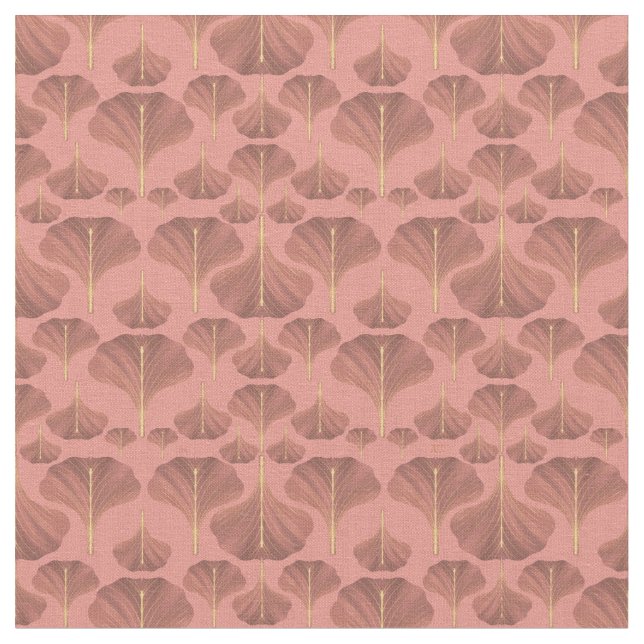 Vintage Ginkgo-Blommönster Tyg (Närbild)