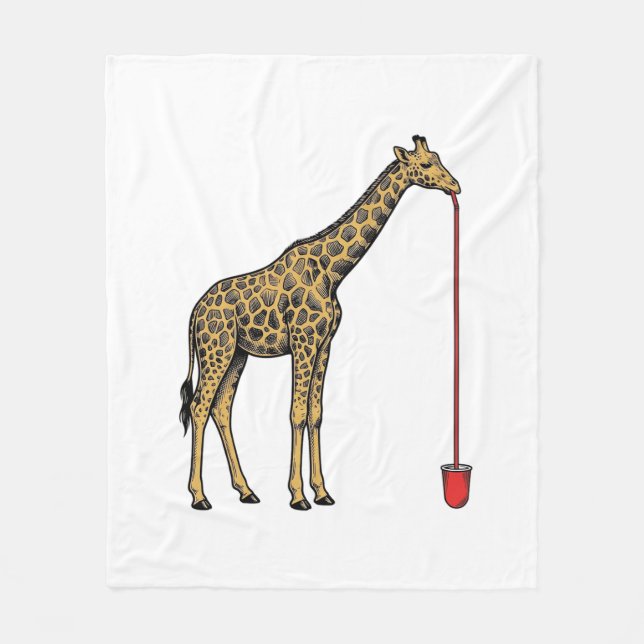 Vintage Giraffdrickrör Vektordesign_1 Fleecefilt (Framsidan)