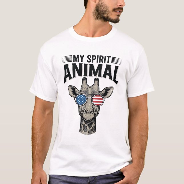 Vintage Giraffe Andlig Djur Patriotisk Tröja Desi (Framsida)