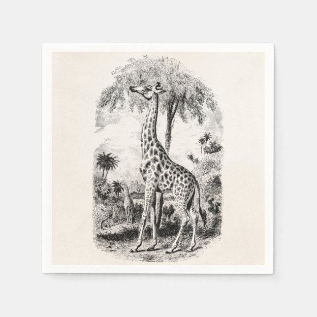 Vintage Giraffe Personlig Animal Illustration Pappersservett (Framsidan)