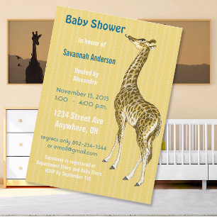 Vintage Giraffe Pojke Shower-inbjudningar Inbjudningar