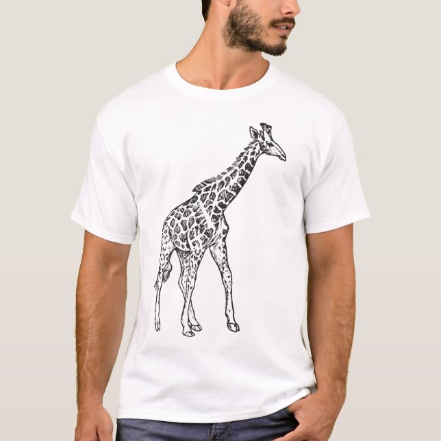 Vintage Giraffe Sketch T-Shirt - Artistic Wildlife (Framsida)