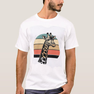 Vintage Giraffe Solnedgång Safari Vector T-Shirt D