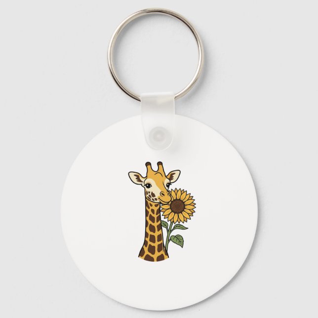 Vintage Giraffe Sunflower Vector Design_1 Nyckelring (Framsida)