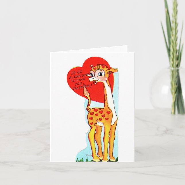 Vintage Giraffe Valentine Kort (Framsida)