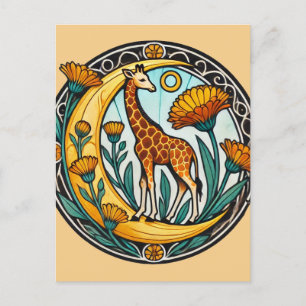 Vintage Giraffe Vykort