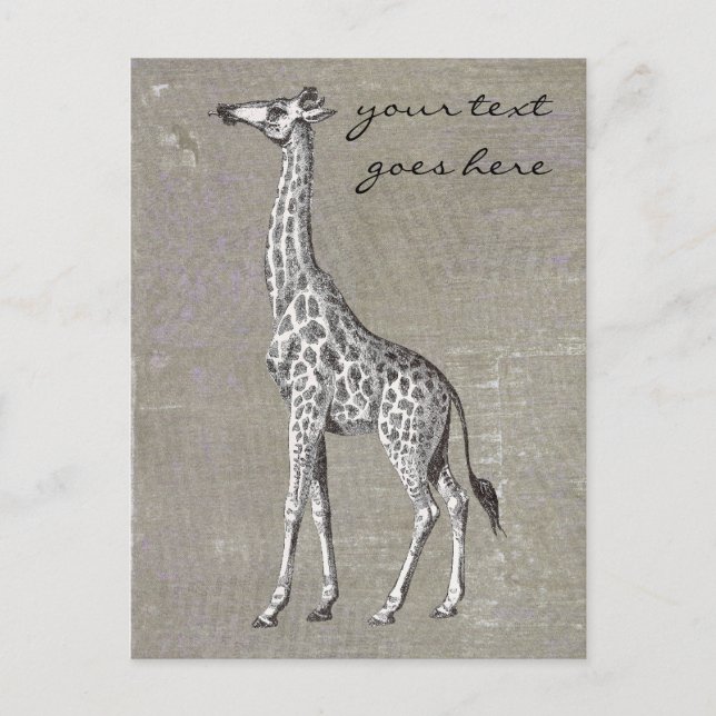 Vintage Giraffe Vykort (Framsida)