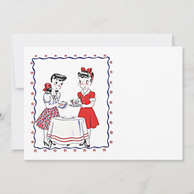 Vintage Girkompisar BFF Tea Party Blank Inbjudan (Framsida)