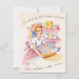 Vintage Girl 100 Birthday Önskemål Baking Julkort