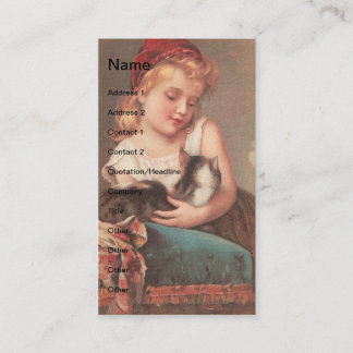 Vintage Girl and Cat Visitkort