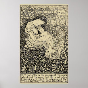 Vintage Girl and Svan av Arthur Joseph Gaskin Poster