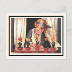 Vintage Girl and Windows box av Jessie Willcox Smi Vykort