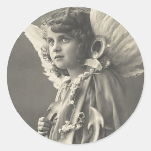 Vintage Girl Angel Symbol of Hope 1900-talet Ancho Runt Klistermärke