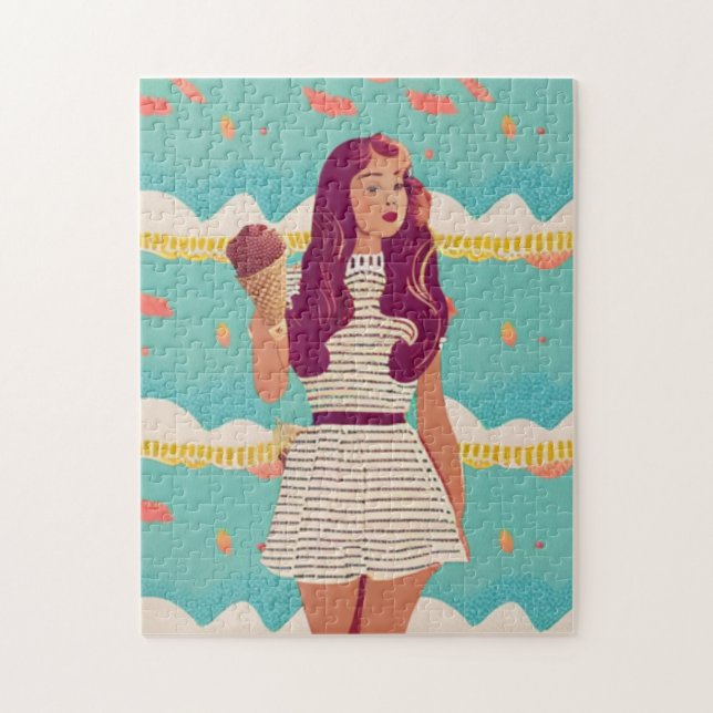 Vintage Girl Art Collection Puzzle Pussel (Vertikal)