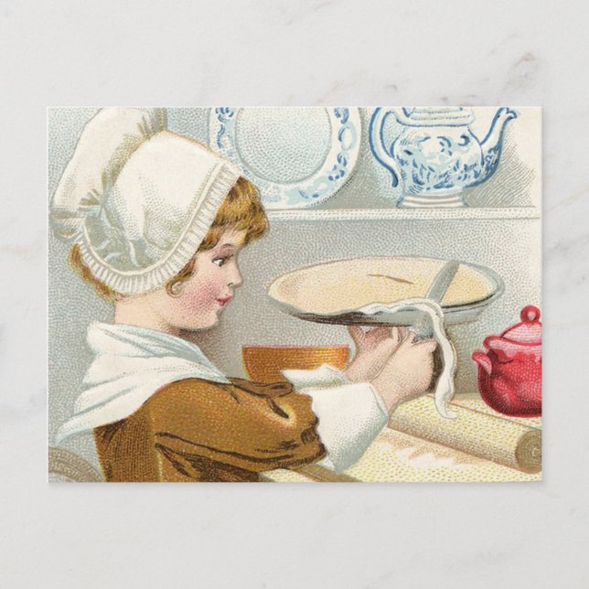 VINTAGE GIRL BAKING PAJ VYKORT (Framsida)
