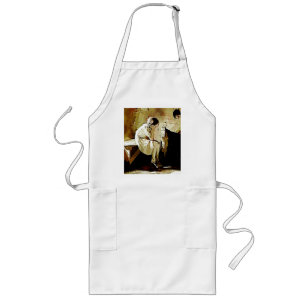 Vintage Girl by Fireplace Apron Långt Förkläde