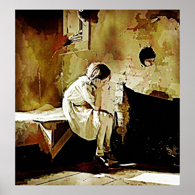 Vintage Girl by Fireplace Poster (Framsidan)