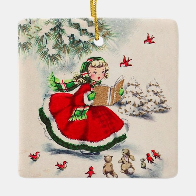 Vintage Girl Ceramic Ornament (Framsida)