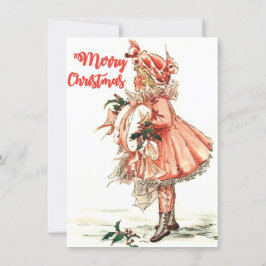 Vintage Girl Christmas Julkort