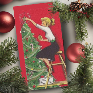 Vintage Girl Decororation Träd Anpassningsbar jul Julkort